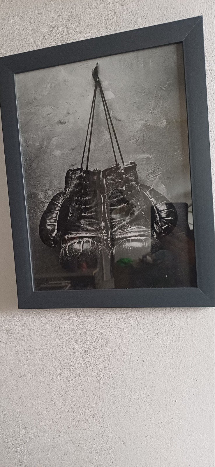 lijst met boks handschoenen  zgan, Ophalen of Verzenden, Zo goed als nieuw, Minder dan 50 cm, Schilderij