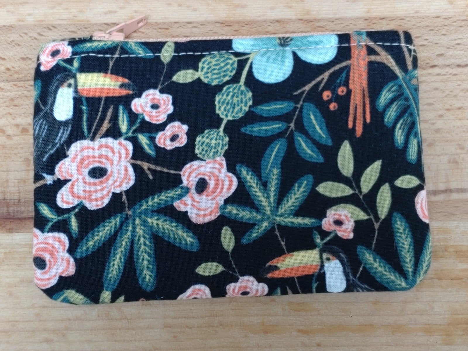 Portemonneetje met toekan en planten, Ophalen of Verzenden, Nieuw, Zwart