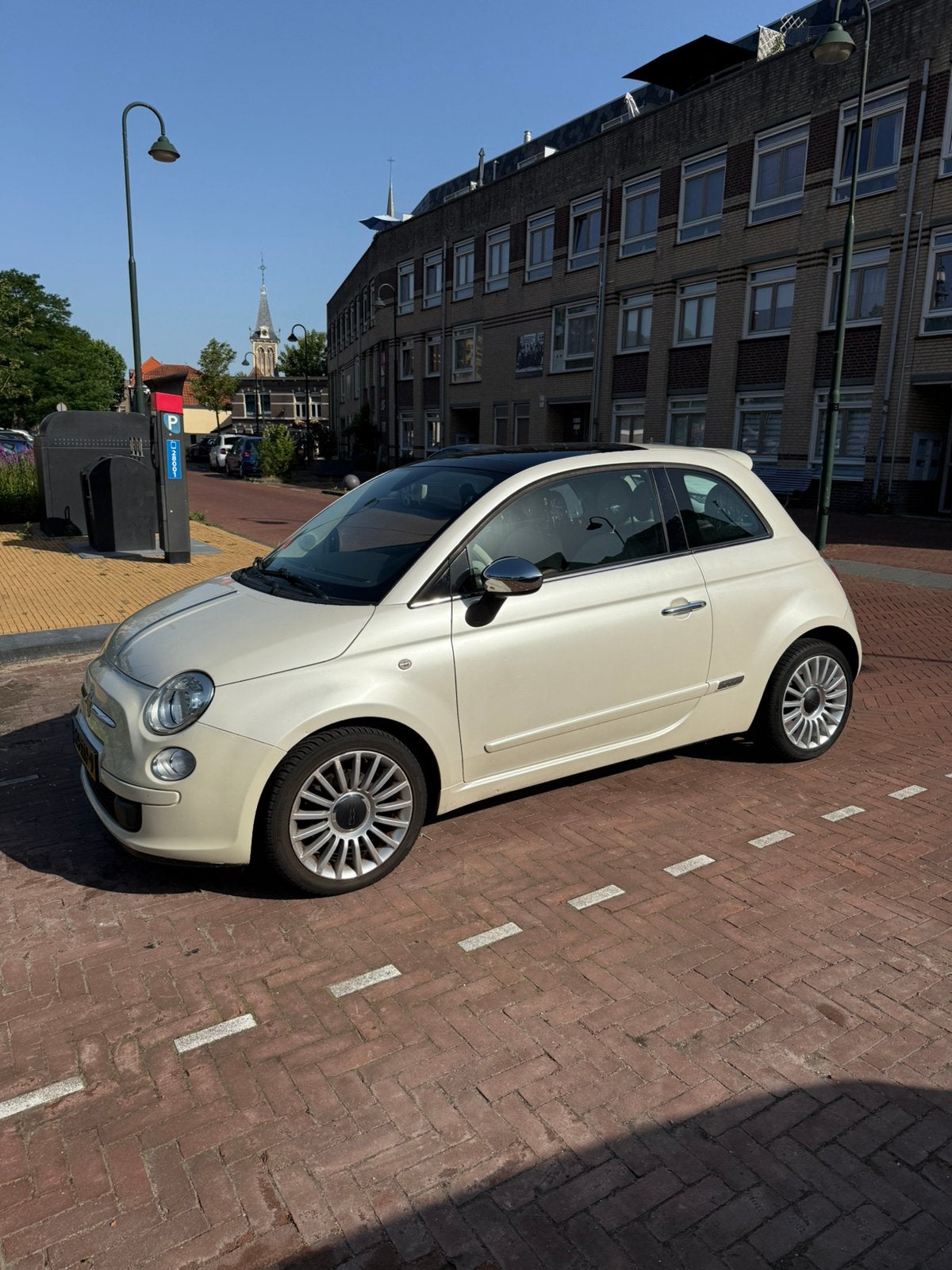 Fiat 500 0.9 TwinAir Lounge, 31 €/maand, Wit, Bruin, 26 km/l