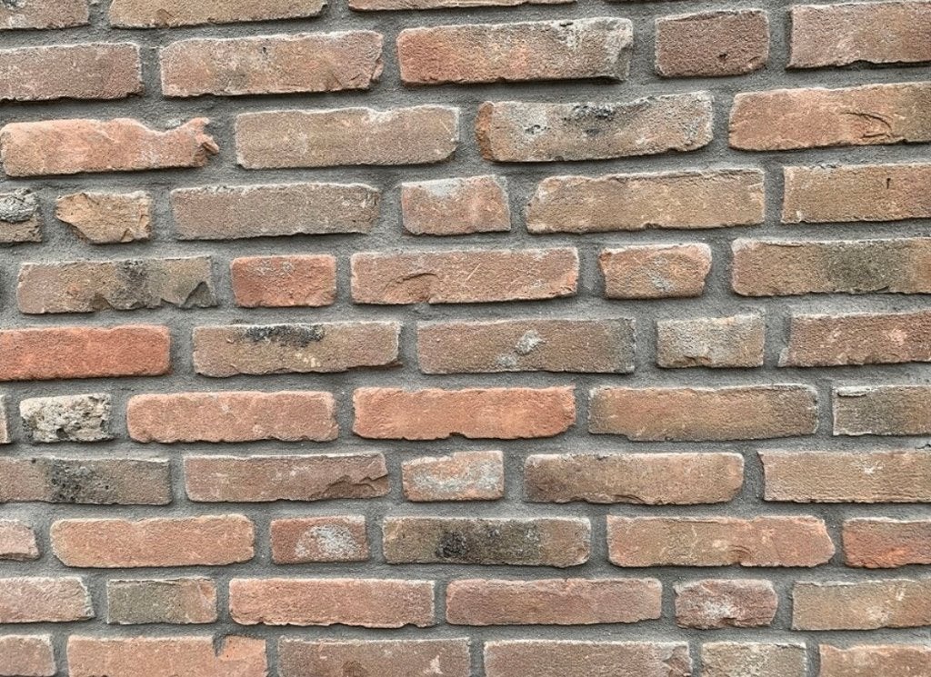 Oude gebikte vormbak metselstenen oranje bruin 21x5 105M2, Doe-het-zelf en Verbouw, Ophalen of Verzenden, Zo goed als nieuw, Bakstenen