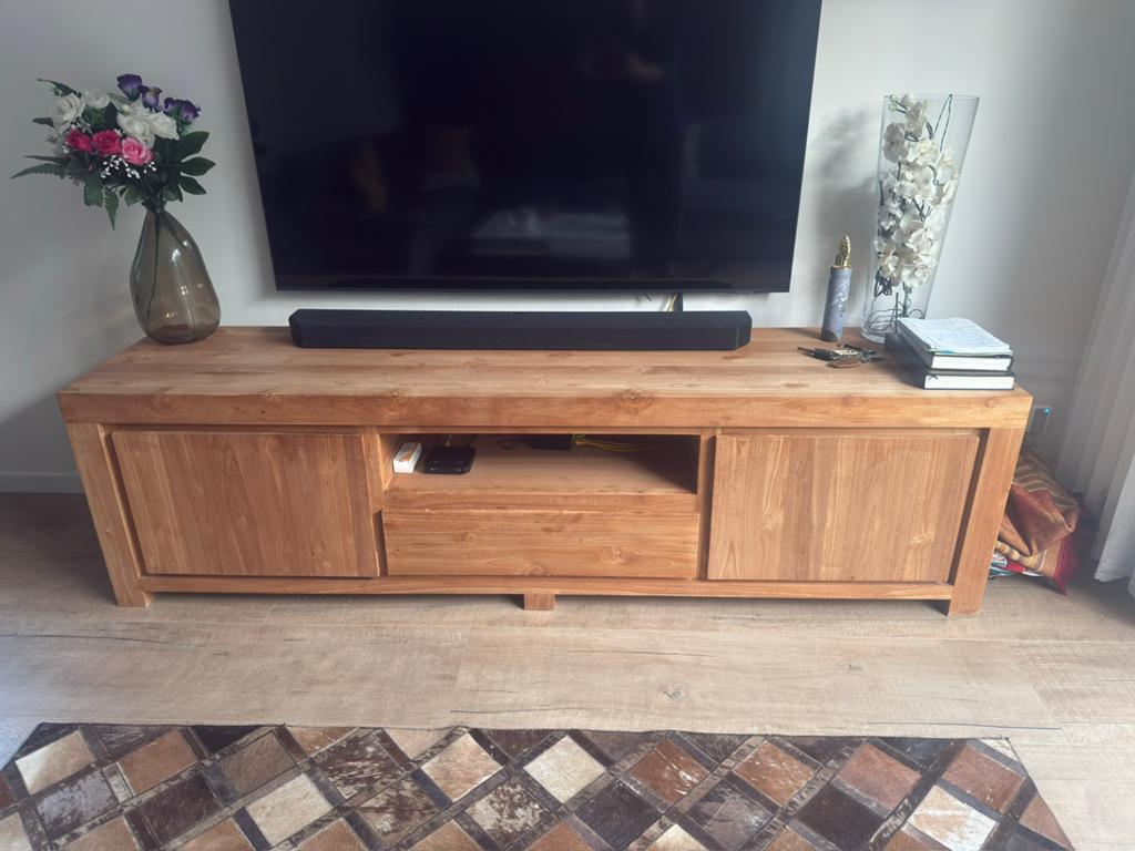 Houten Televisiemeubel, Huis en Inrichting, Kasten | Televisiemeubels, Ophalen, 150 tot 200 cm, Zo goed als nieuw, Minder dan 100 cm