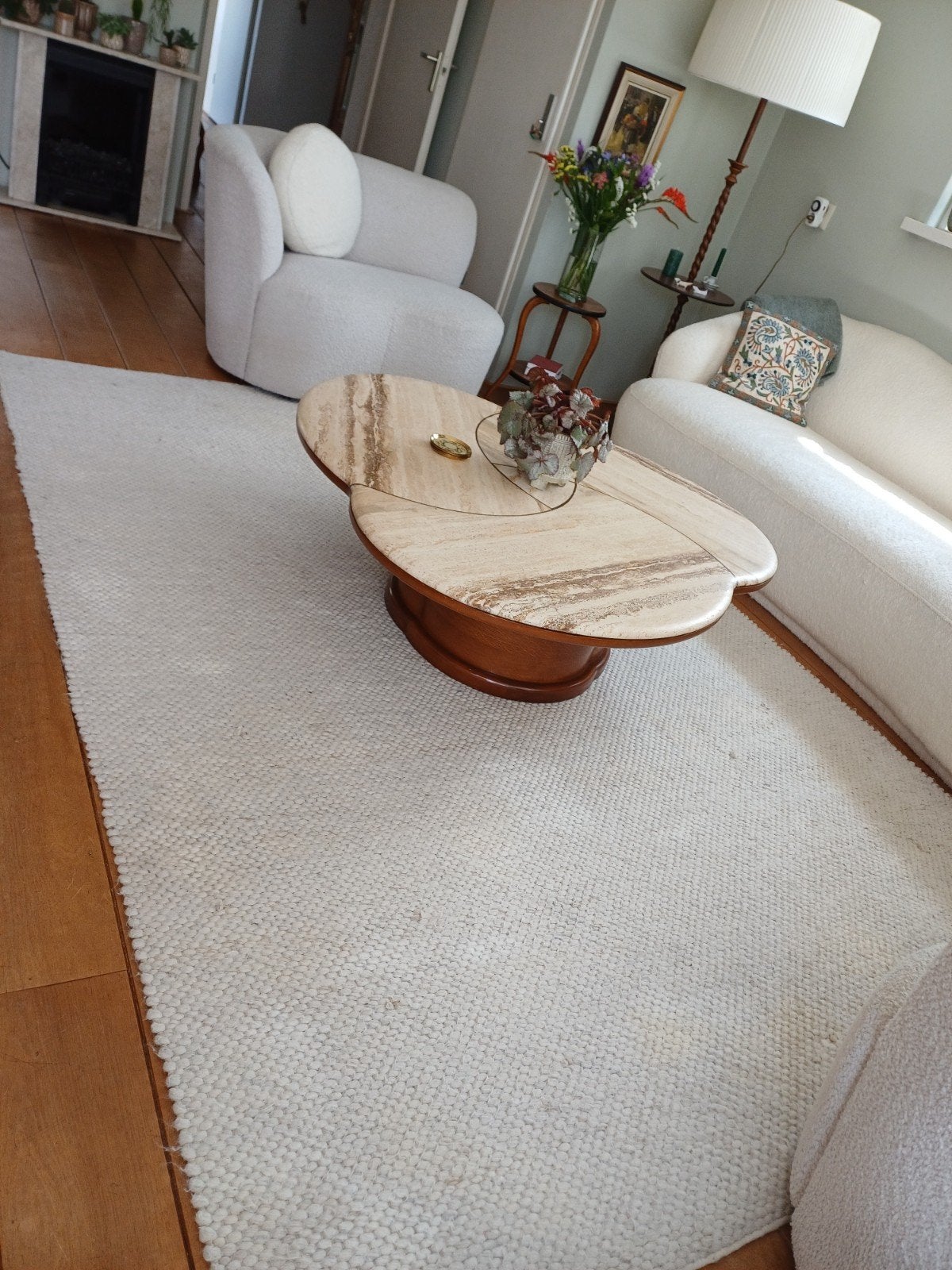 100% wollen vloerkleed, Huis en Inrichting, Stoffering | Tapijten en Kleden, Ophalen, Gebruikt, Beige, 150 tot 200 cm