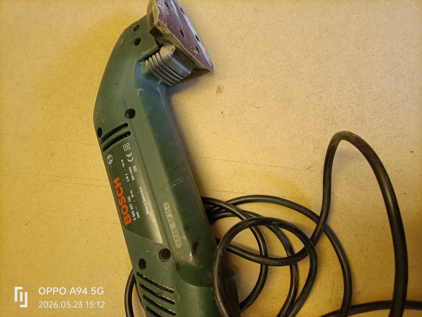 Bosch PDA 10-92 Delta schuurmachine met schuurpapier, Ophalen, Gebruikt, Minder dan 600 watt, Vlakschuurmachine