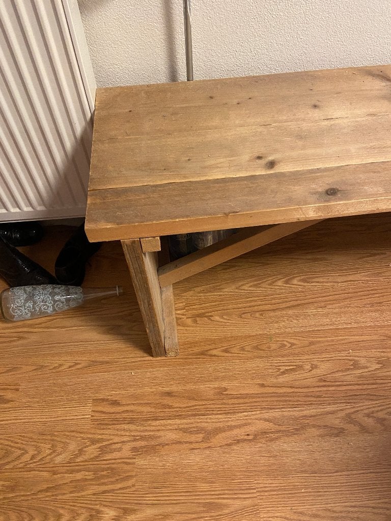 Houten bank, Huis en Inrichting, Banken | Bankstellen, Ophalen, Gebruikt, Overige maten, Minder dan 75 cm