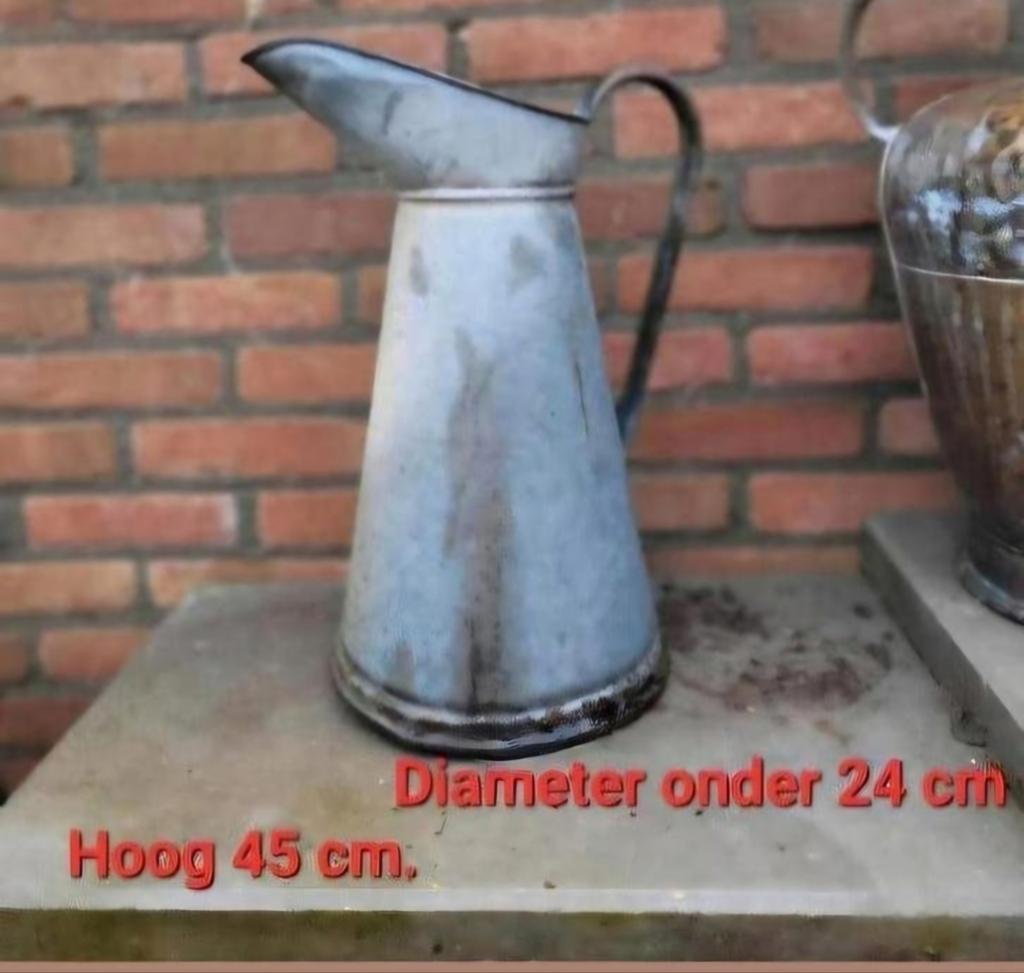 Oude Franse antieke brocante zinken water kan / lampet kan, Ophalen of Verzenden