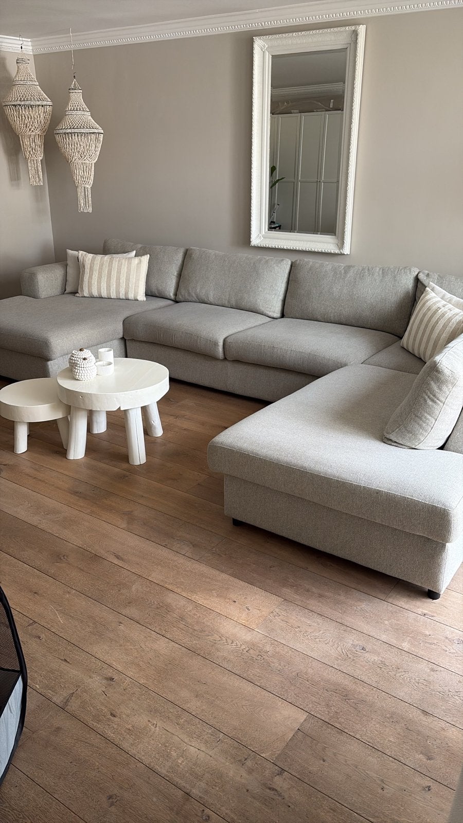 Grote hoekbank met chaise longue., Huis en Inrichting, Ophalen, Gebruikt, Stof