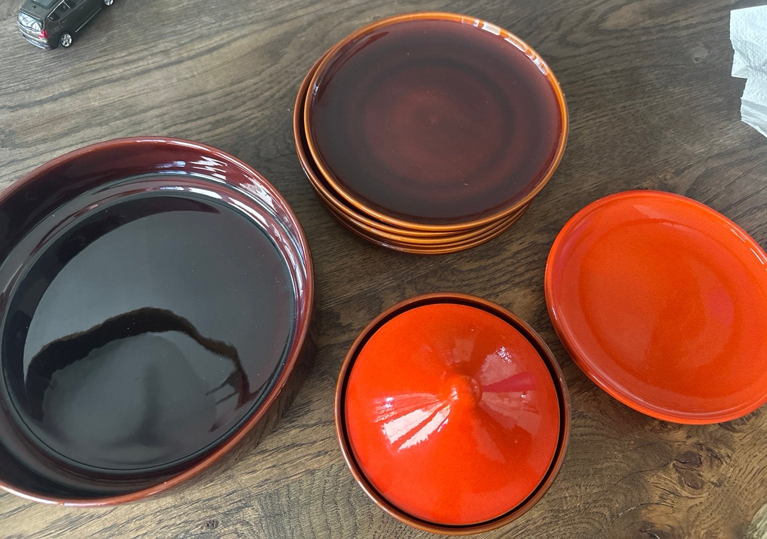 Vintage Potterie De Driehoek Huizen, servies Laren, jaren 70, Ophalen of Verzenden, Keramiek, Overige stijlen, Schaal of Schalen