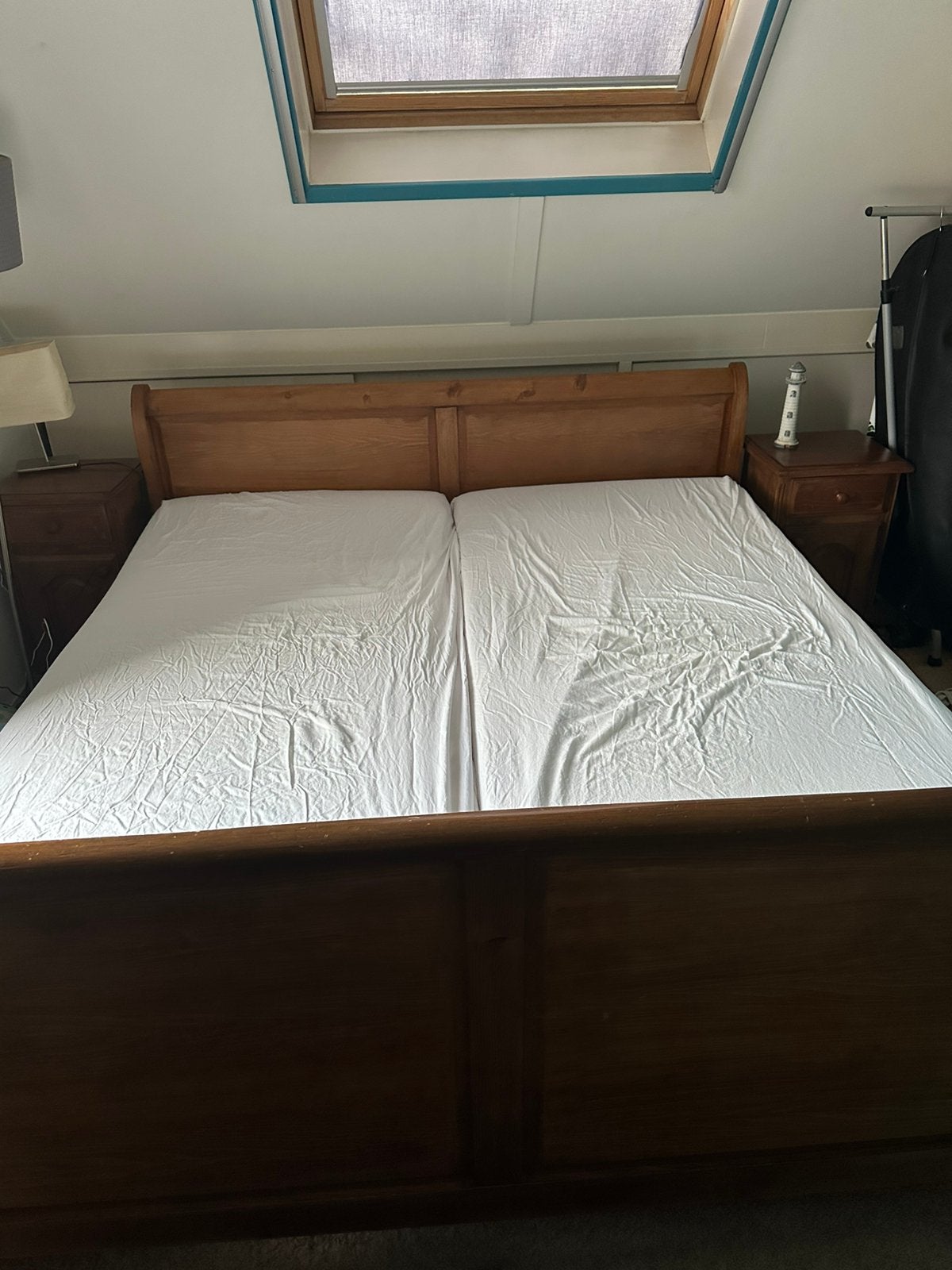 2 persoonsbed 180x200 met lades, 2 nachtkastjes & bodems, Huis en Inrichting, Slaapkamer | Bedden, Ophalen, Bruin, Tweepersoons