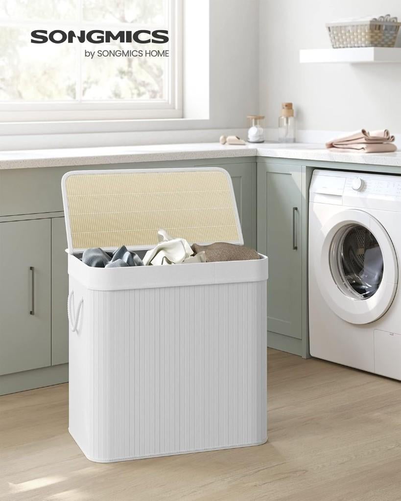 Wasmand 3 vakken, 150 l wasverzamelaar-wit-60 x 40 x 61 cm, Ophalen of Verzenden, Zo goed als nieuw, Wit, Handdoek