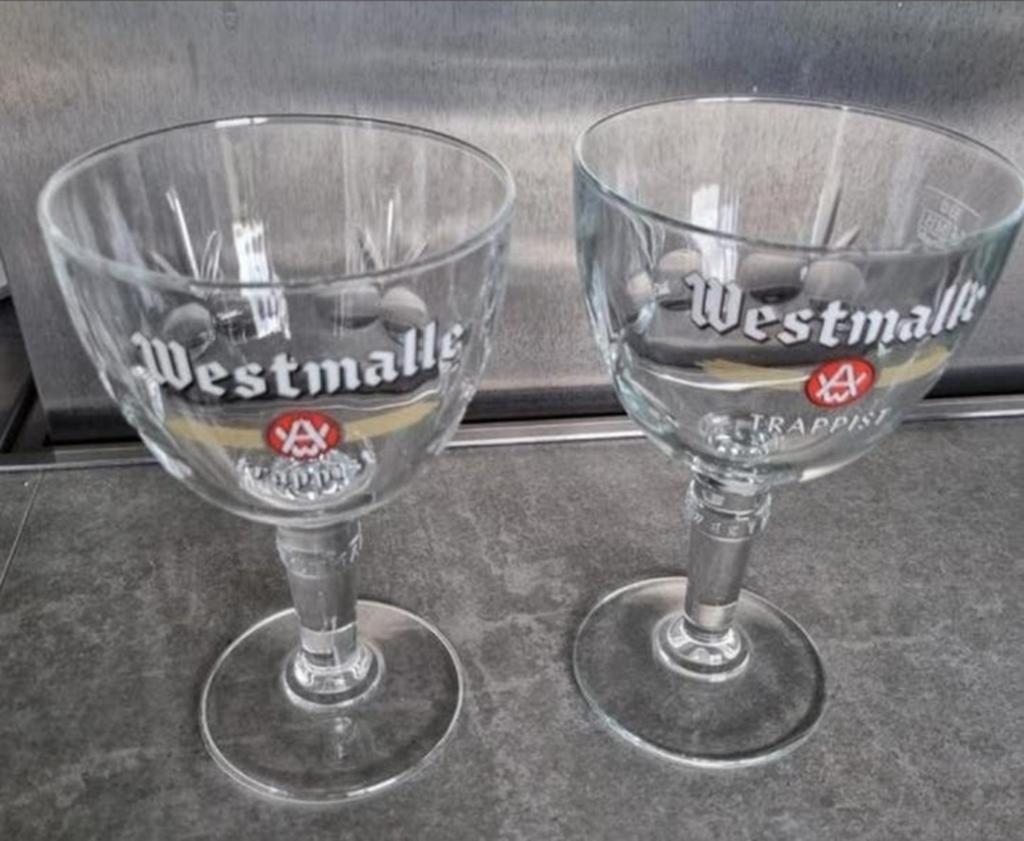 2x Westmalle Trappist bierglas., Verzamelen, Ophalen of Verzenden, Zo goed als nieuw, Glas of Glazen, Overige merken