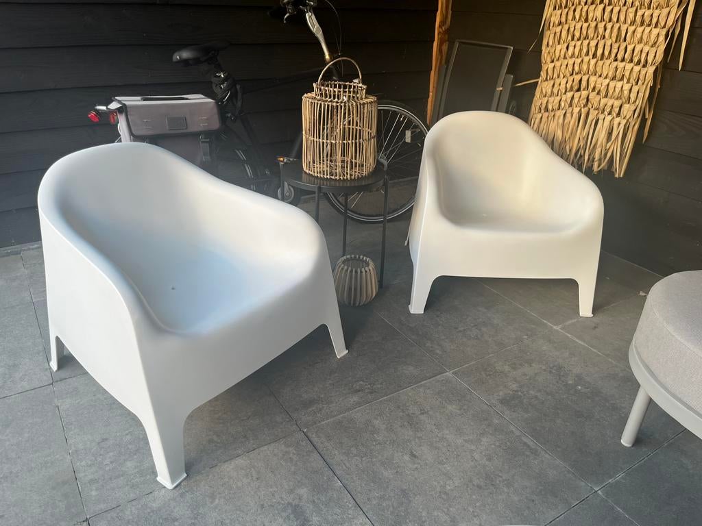 Loungestoel Ikea wit 2x, Ophalen, Kunststof, 2 zitplaatsen