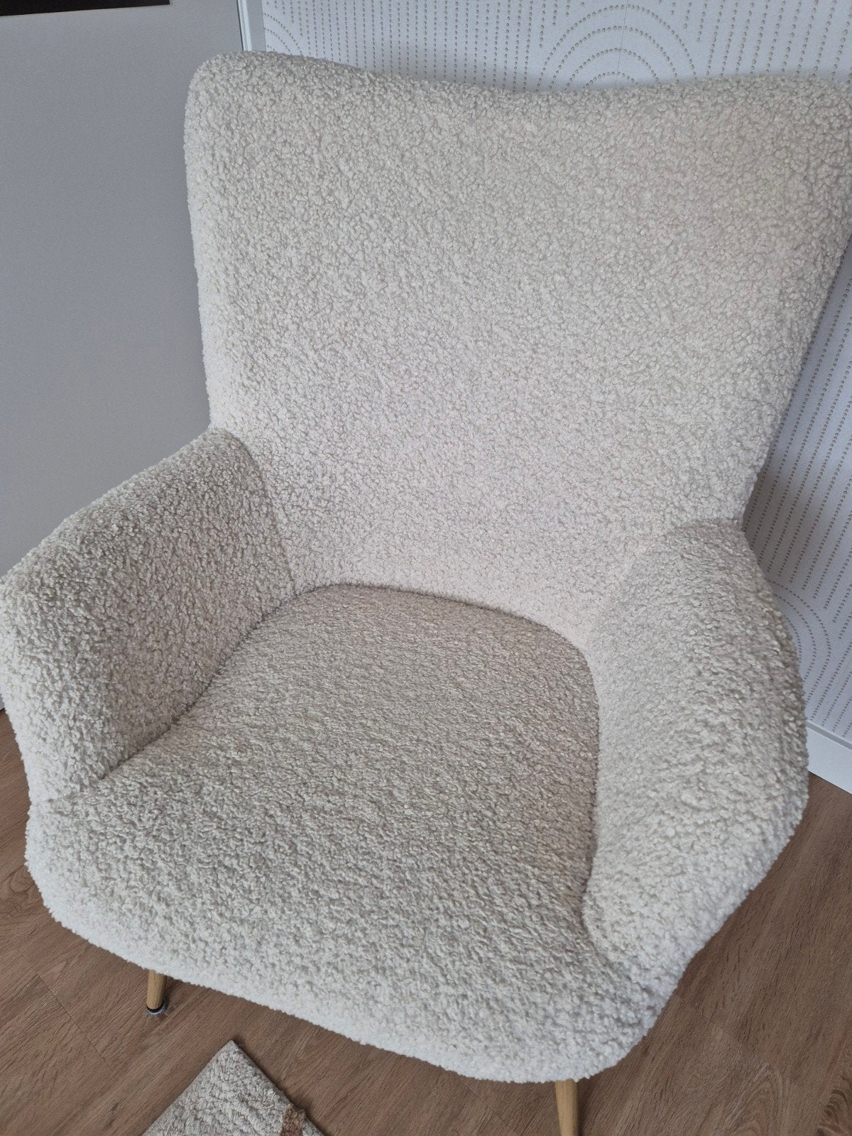 fauteuil  witte teddy stof, Huis en Inrichting, Ophalen, 75 tot 100 cm, Zo goed als nieuw, Stof