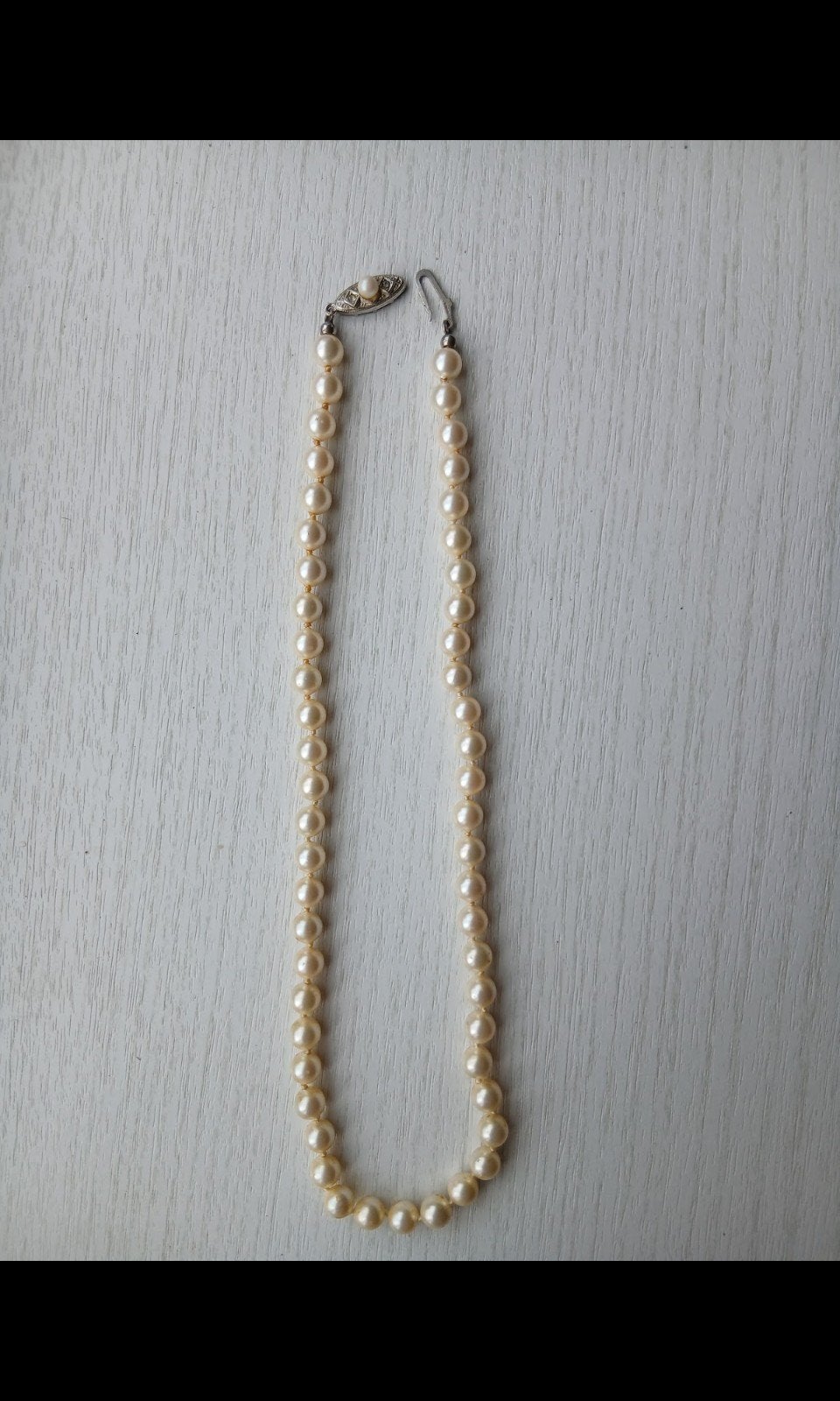 Echte Vintage Akoya Parelketting – JKa Zilver 925, Ophalen of Verzenden, Zo goed als nieuw, Zilver, Met edelsteen