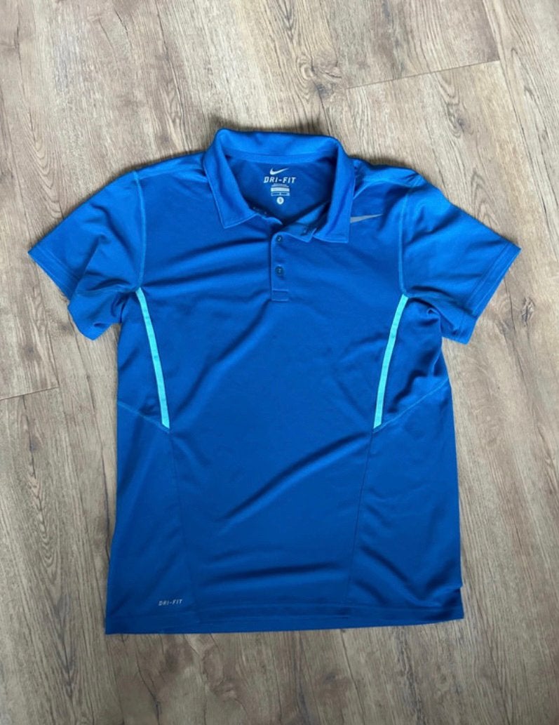 Nike Dri-Fit polo shirt blauw sport heren maa S top, Blauw, Ophalen of Verzenden, Zo goed als nieuw, Racketsport