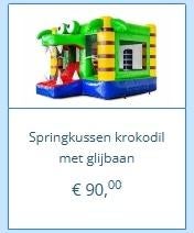 Springkussen krokodil met glijbaan te huur, Hobby en Vrije tijd, Feestartikelen | Verhuur, Overige, Ophalen