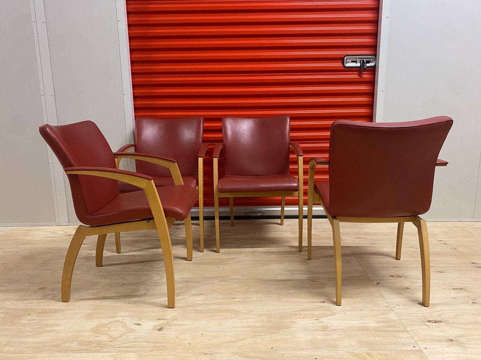 Leolux Camarilla 4x rood leder, Huis en Inrichting, Ophalen, Gebruikt, Leer, Leolux