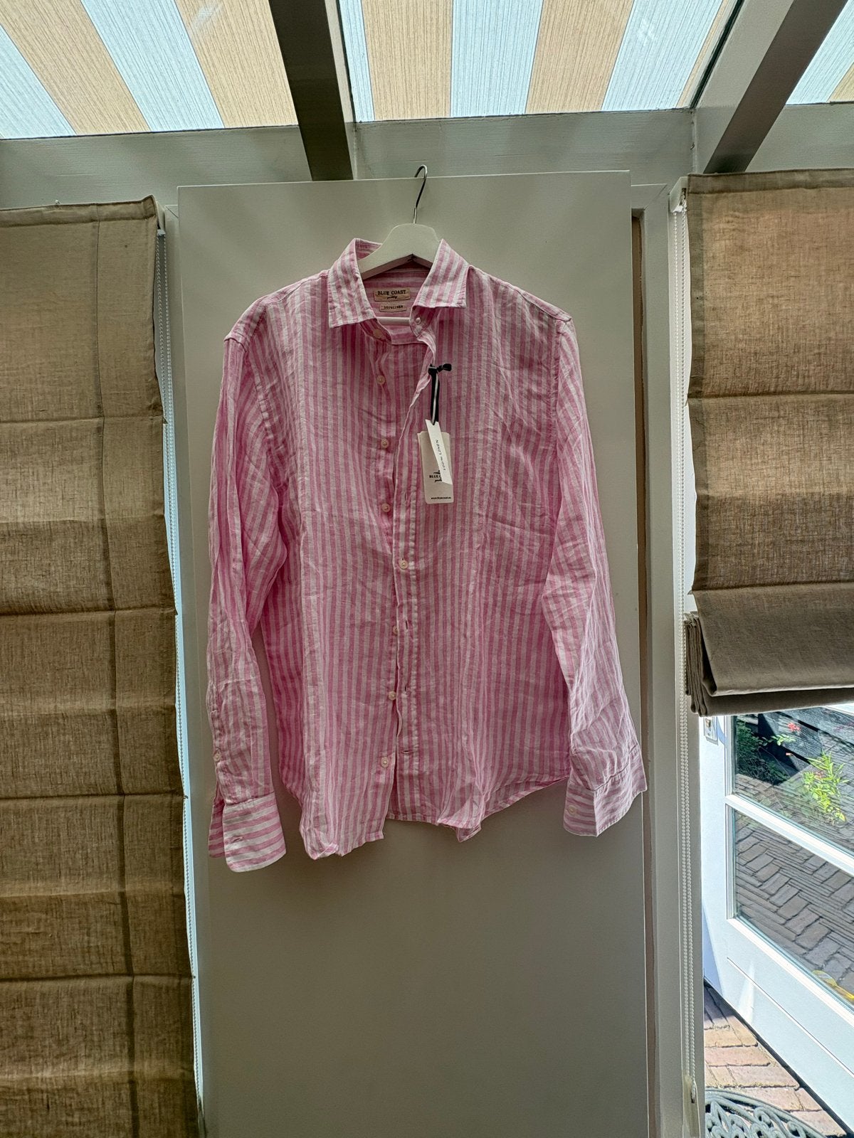Blue Coast Yachting Linnen overhemd nieuw mt L, Ophalen of Verzenden, Zo goed als nieuw, Wit, Halswijdte 39/40 (M)