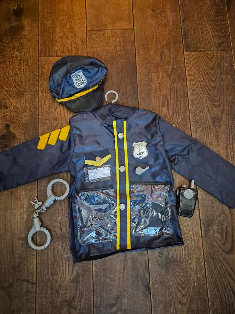 Politie verkleedkleding met accessoires (3-7 jaar), Gebruikt, 110 t/m 116, Jongen of Meisje, Onbekend