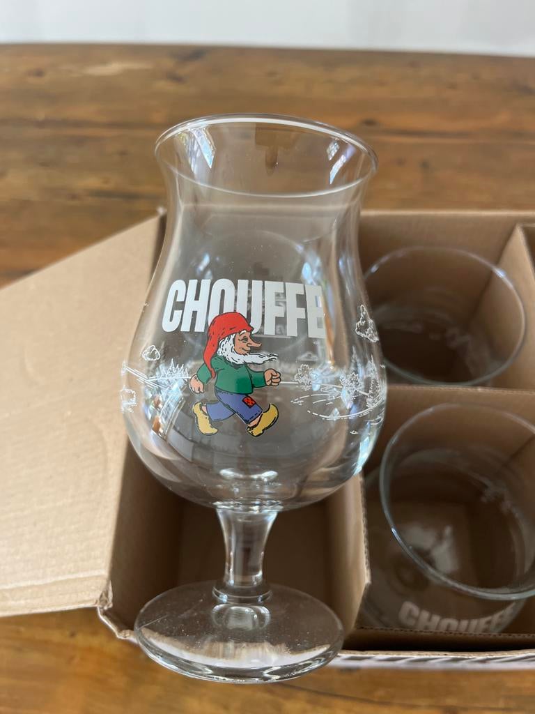 6 La Chouffe Glazen, Ophalen of Verzenden, Zo goed als nieuw