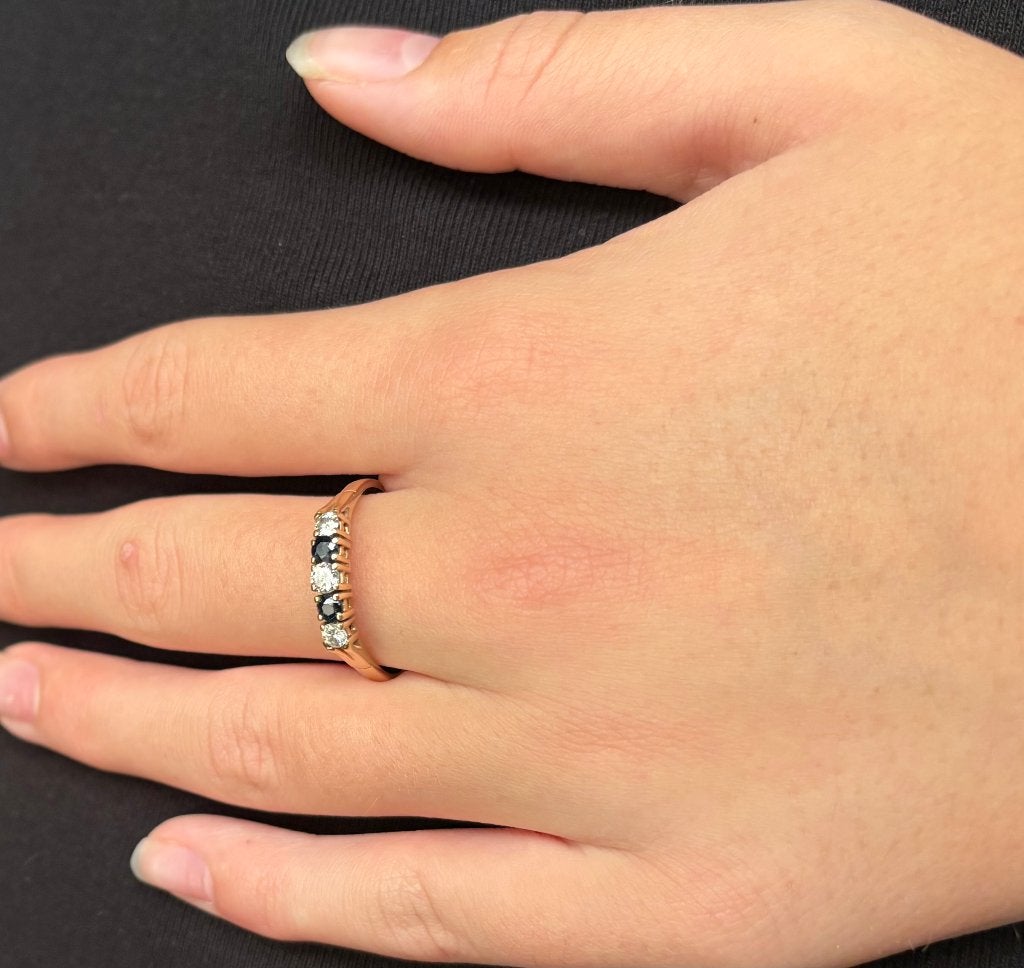Saffier diamanten fraaie 14k gouden rij ring alliance dames, Voordeelsieraden, 20 of groter, Verzenden, Zo goed als nieuw