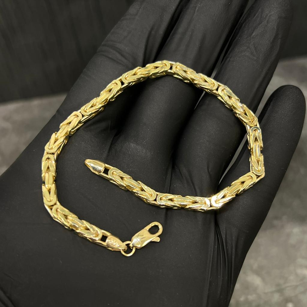 14k gouden armband koningsschakel italy, Ophalen of Verzenden, Zo goed als nieuw, Goud