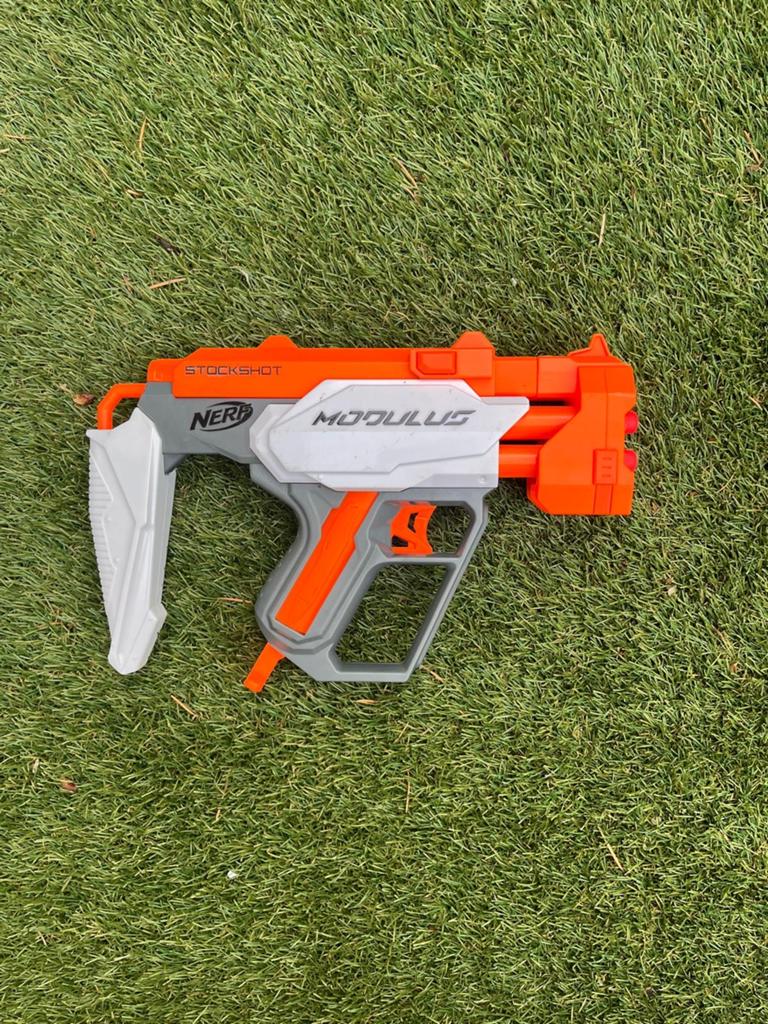 Nerf Modulus Stockshot Blaster - Oranje/Grijs, Kinderen en Baby's, Speelgoed | Overig, Zo goed als nieuw, Jongen of Meisje, Ophalen of Verzenden