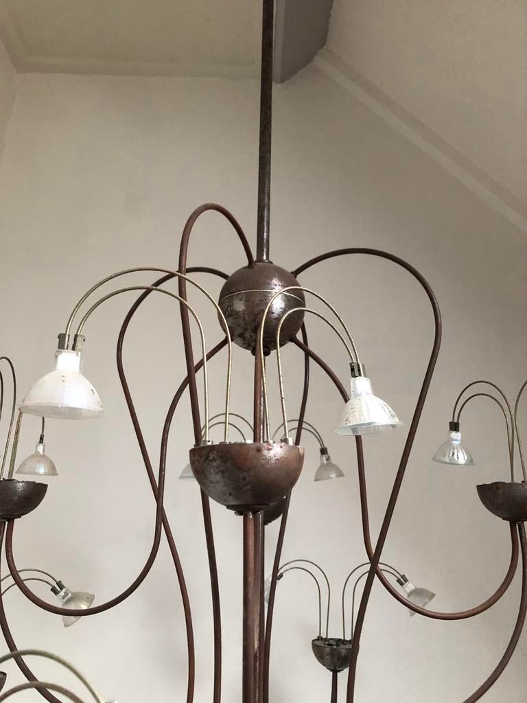 Gunther Lambert metalen kroonluchter met 15 lichtpunten, Huis en Inrichting, Ophalen, Gebruikt, Metaal, 75 cm of meer
