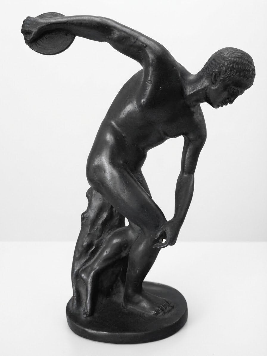 oud bronzen beeld van een romeinse discuswerper, Antiek en Kunst, Ophalen of Verzenden