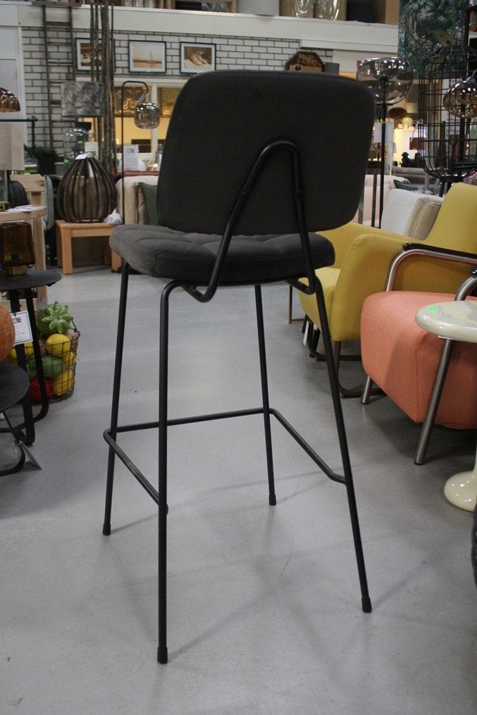 Leuke barstoelen barkrukken metaal stof velvet antraciet 19x, Huis en Inrichting, Barkrukken, Ophalen, 5 krukken of meer, Met voetsteun