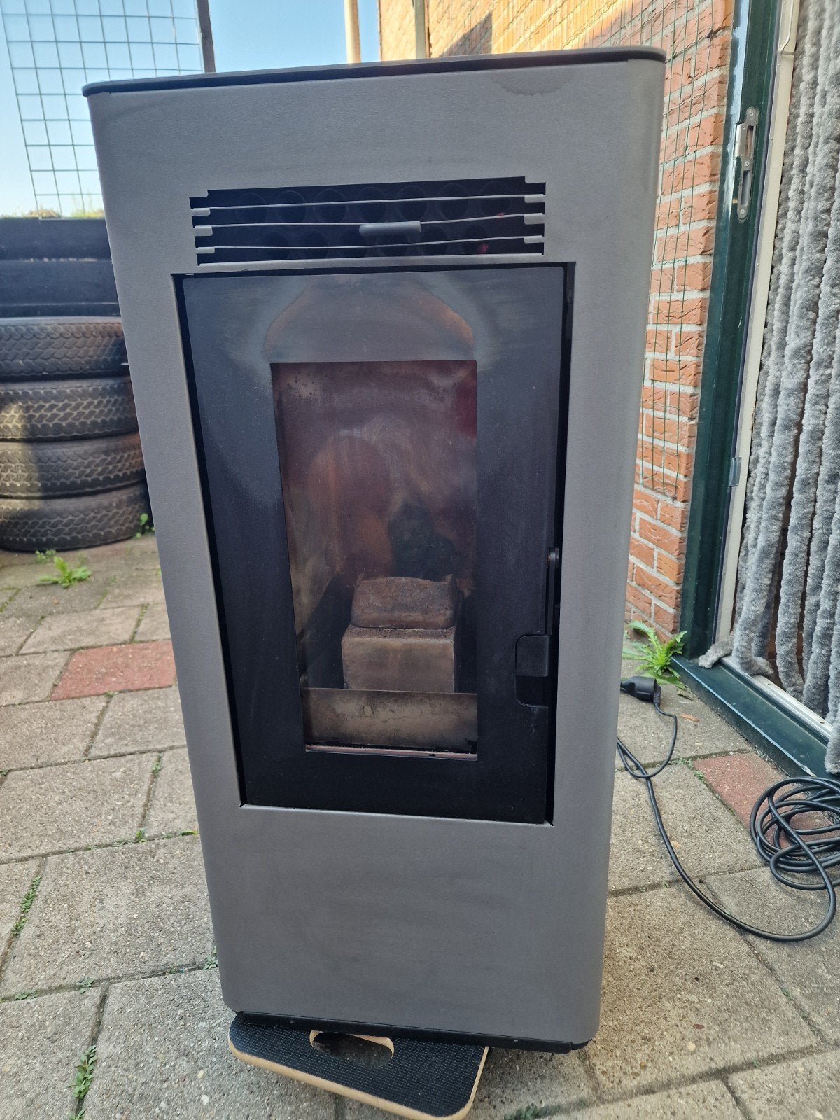 Palletkachel gebruikt 10kw, Huis en Inrichting, Ophalen, Gebruikt, Hout, Houtkachel