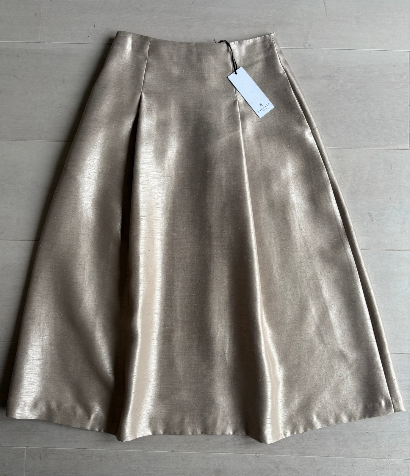Xandres rok midi skirt metallic Xandres Belgium - NIEUW, Kleding | Dames, Beige, Nieuw, Ophalen of Verzenden, Maat 36 (S)