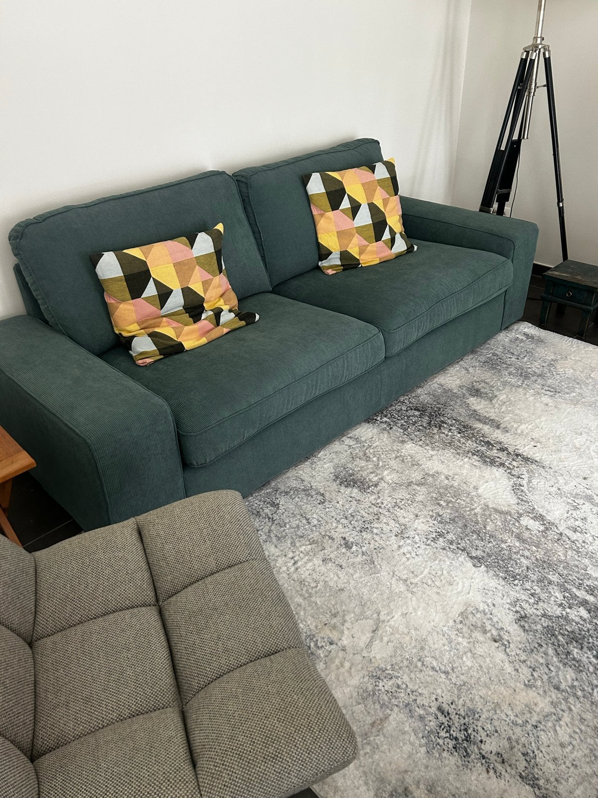 IKEA KIVIK 3-zitsbank Kelinge grijs-turkoois, Ophalen, Driepersoons, 75 tot 100 cm, Zo goed als nieuw