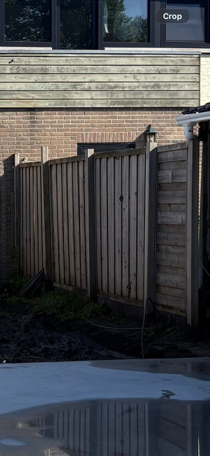 Schutting ongeveer 5 m Gratis, Tuin en Terras, Ophalen, Zo goed als nieuw, Hout, Overige typen