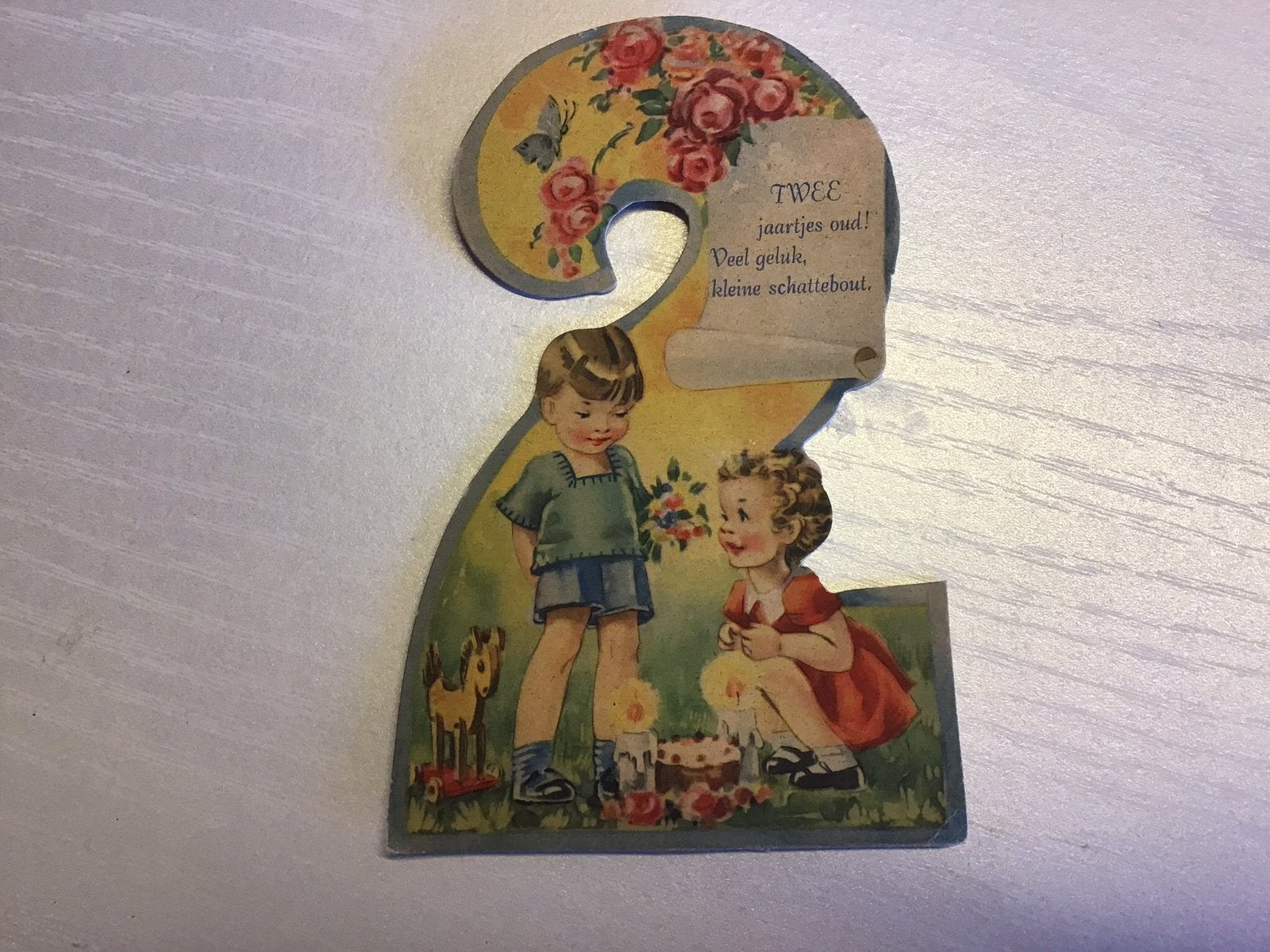 Verjaardags cijfer van karton uit 1952, Ophalen of Verzenden, Gebruikt, Plaatje