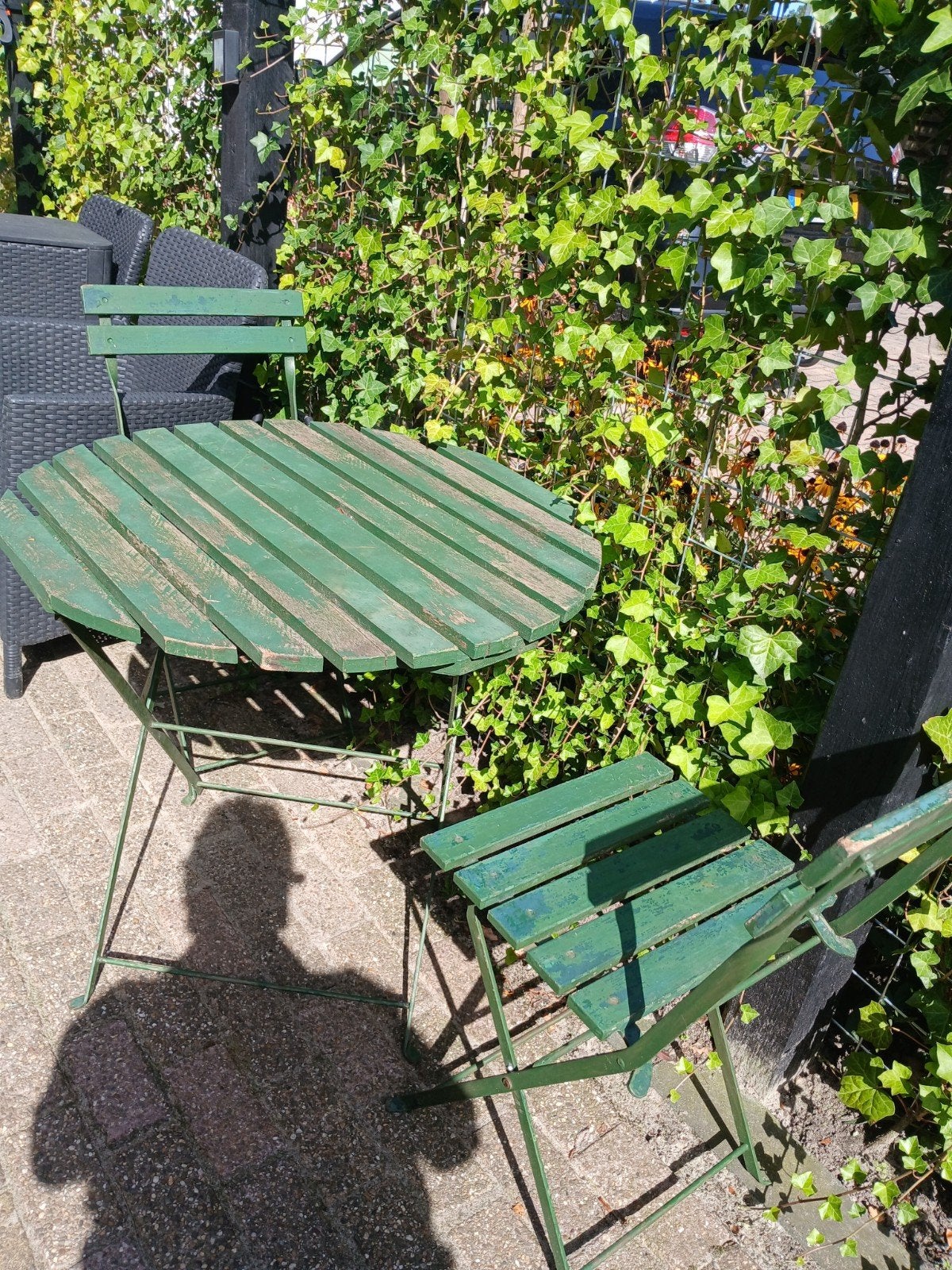 bistro setje, Tuin en Terras, Ophalen, Gebruikt, Overige materialen, 2 zitplaatsen