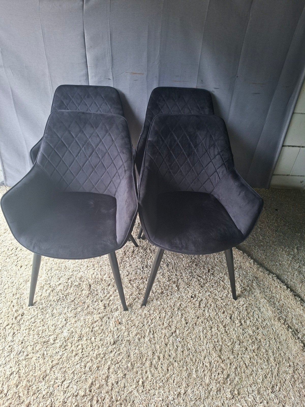 4 zo goed als nieuwe zwarte eetkamerstoelen, Ophalen, Zwart, Zo goed als nieuw, Metaal