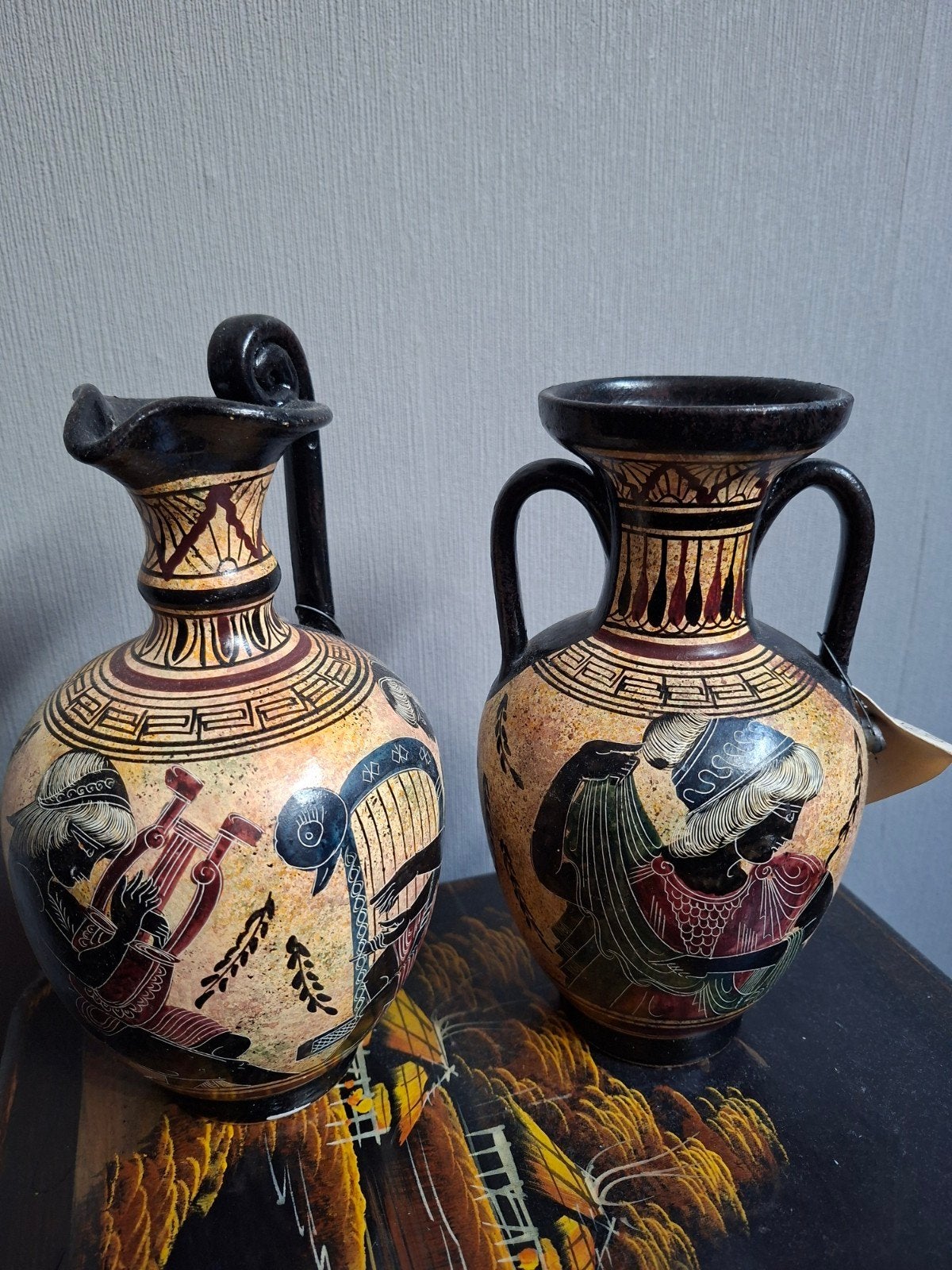 Set van 2 handgeschilderde Griekse vazen, Pallas Ceramics, Ophalen of Verzenden