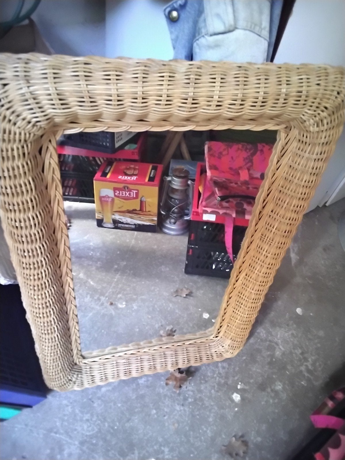 Rotan spiegel, rechthoekig., Huis en Inrichting, Woonaccessoires | Spiegels, Ophalen, Minder dan 50 cm, Zo goed als nieuw, Minder dan 100 cm