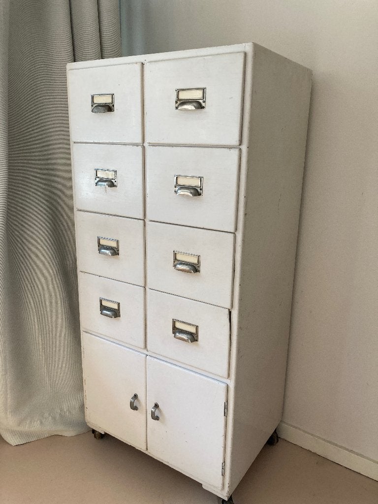 Vintage houten dokterskast, Huis en Inrichting, Kasten | Ladekasten, Ophalen, Gebruikt, 5 laden of meer, 100 tot 150 cm