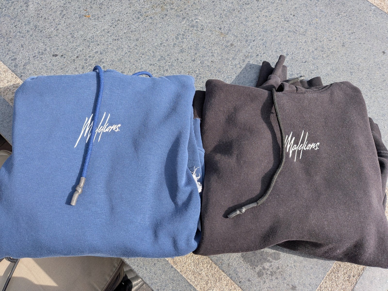 2 x Malelions Hoodie - Blauw en zwart geborduurd logo met S, Kleding | Heren, Blauw, Malelions, Ophalen of Verzenden, Gedragen