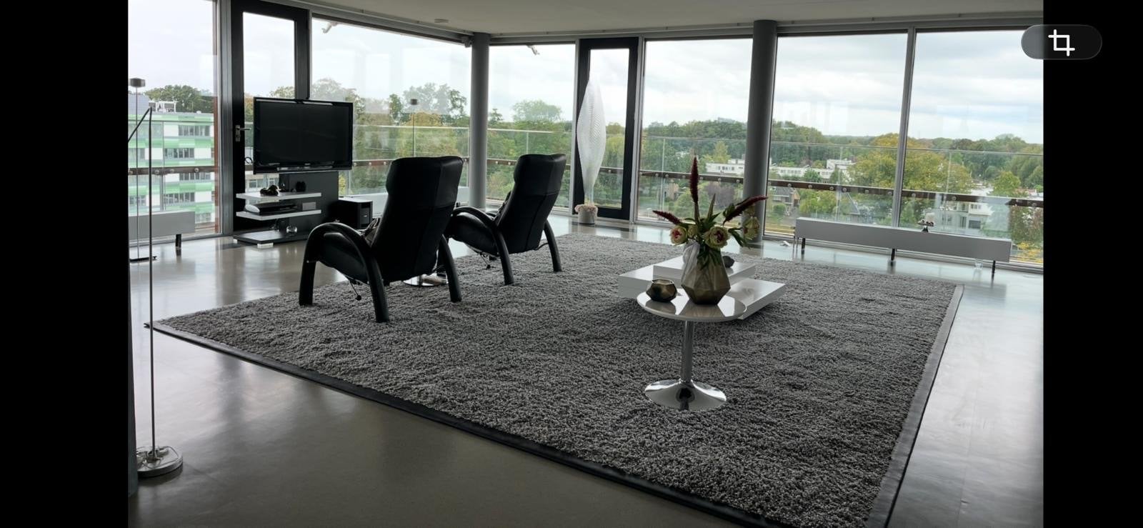 XXL Hoogpolig Vloerkleed 400x480 cm – Lichtgrijs, Ophalen, Gebruikt, 200 cm of meer, Grijs