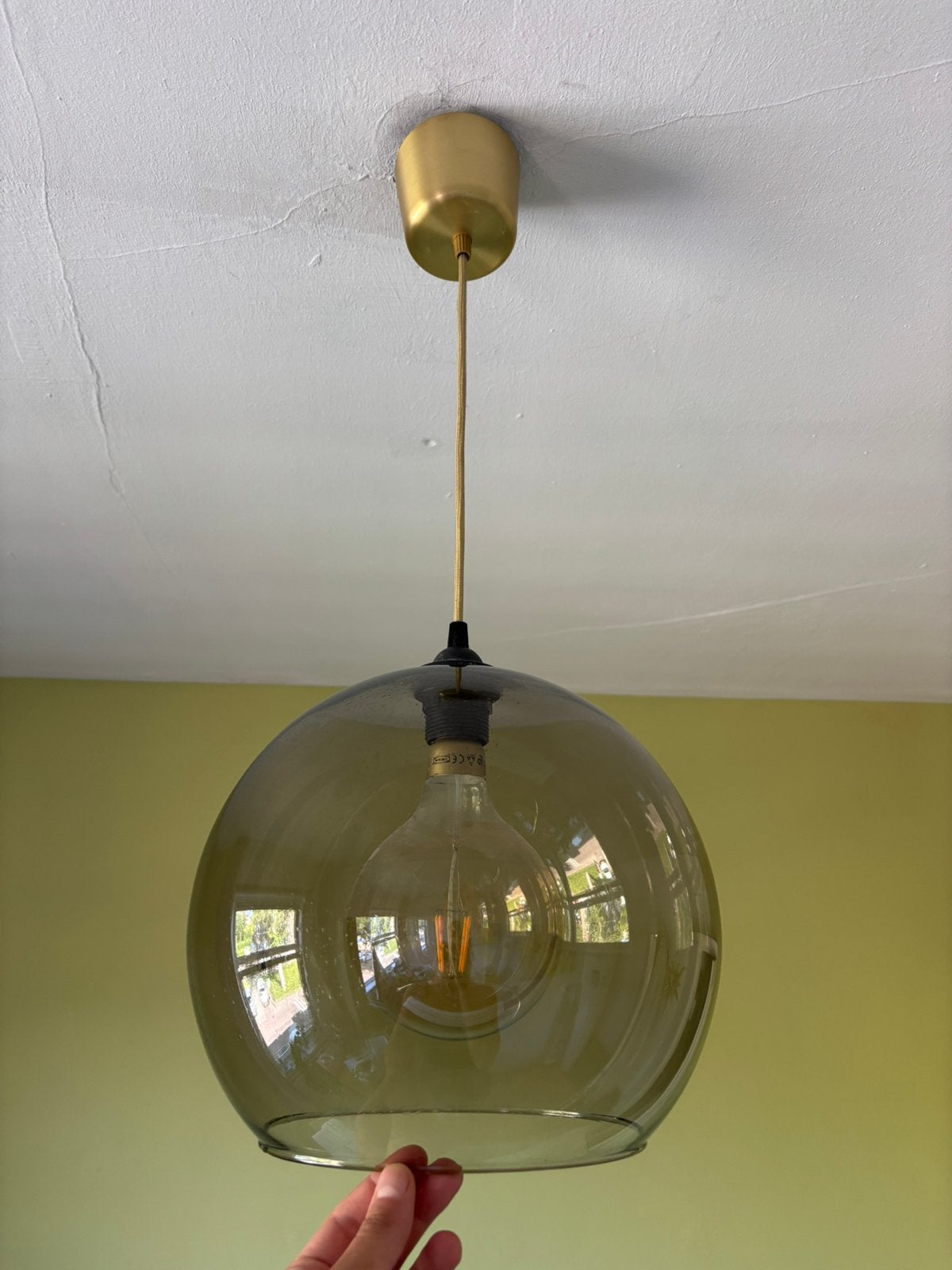 JÄLLBY hanglamp IKEA incl lamp, Ophalen, Zo goed als nieuw, Glas, E27 (groot)