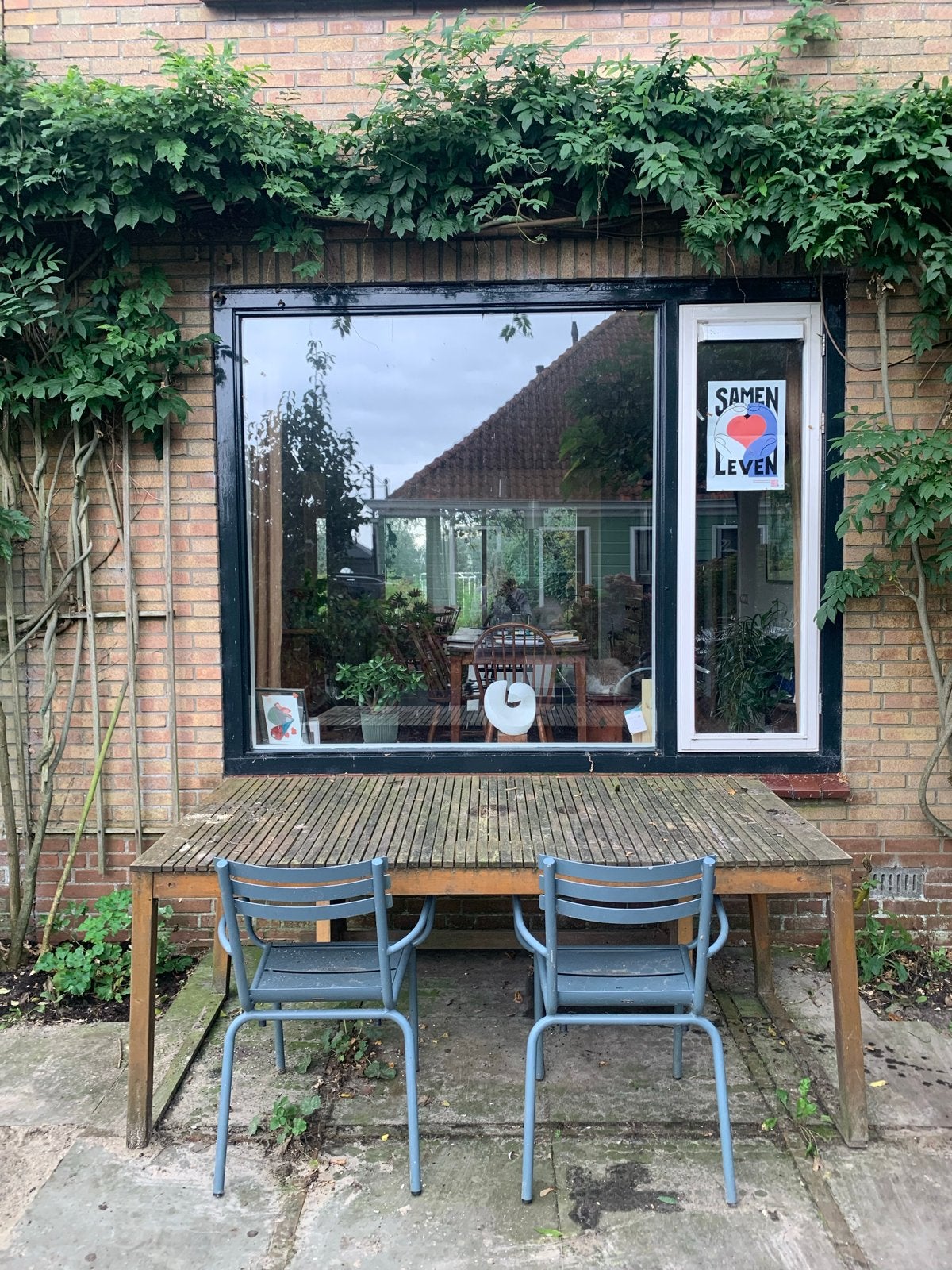 Houten tuintafel - 180x90x77 cm, Ophalen, Gebruikt, Rechthoekig, Hout