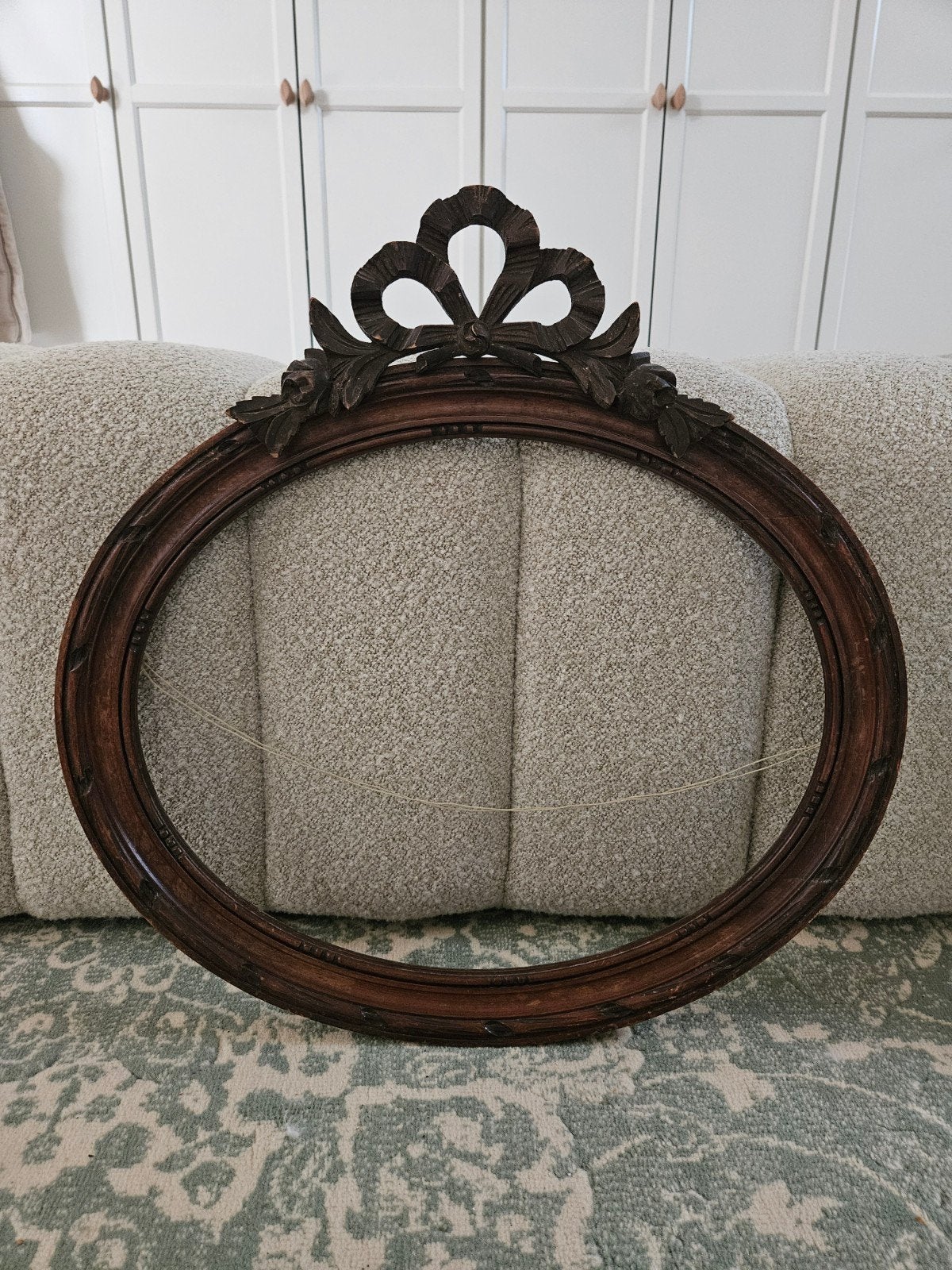 Antieke Franse brocante houten striklijst, Ophalen