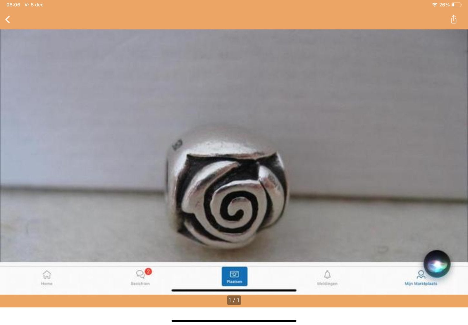 Pandora Bedel Roos, Ophalen of Verzenden, Zo goed als nieuw, Zilver, Pandora