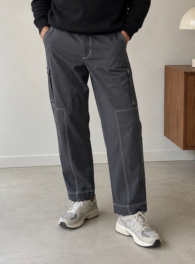 Calvin Klein Cargo Broek met Witte Stiksels, Ophalen of Verzenden, Zo goed als nieuw, Overige maten, Grijs