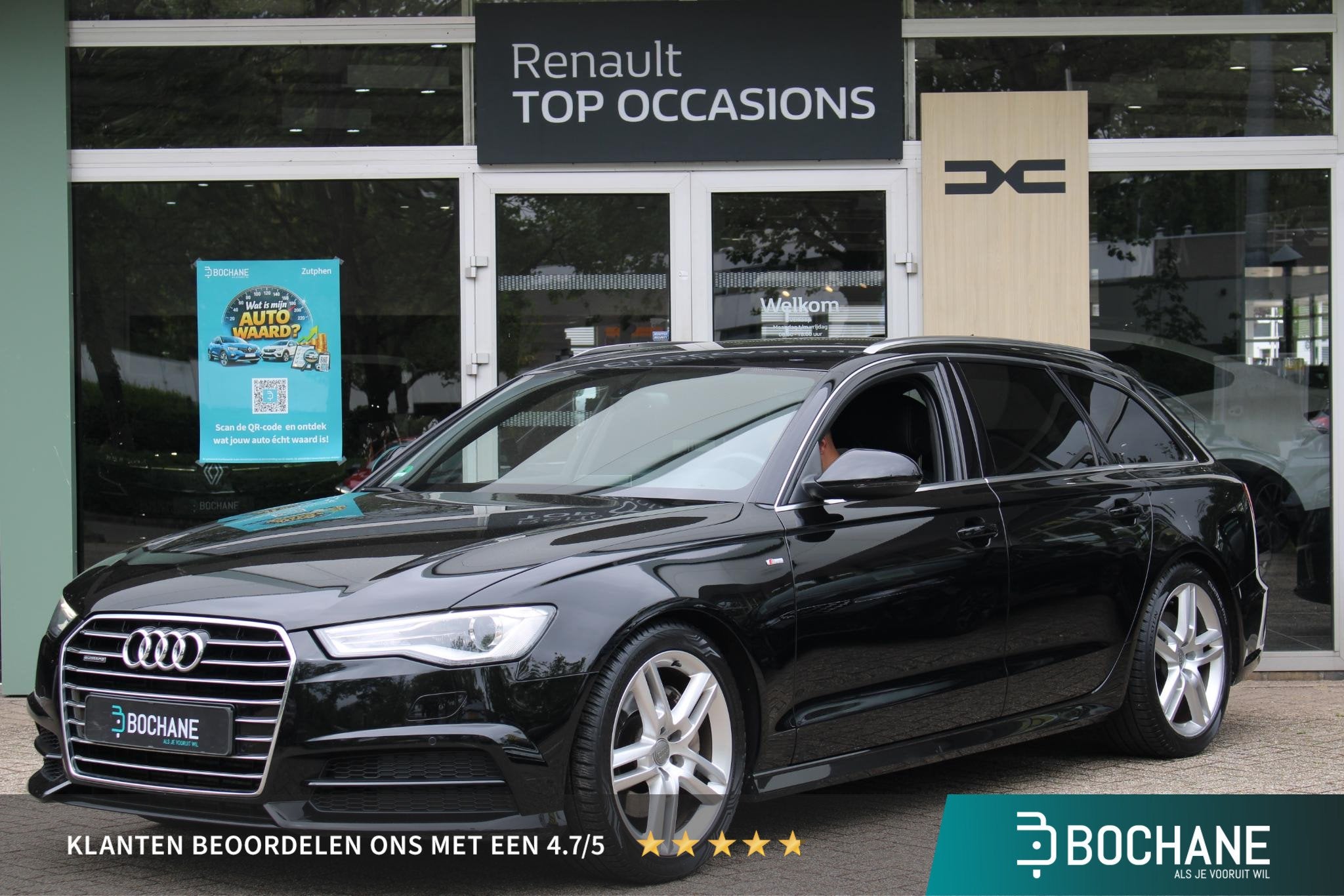 Audi A6 Avant 2.0 TFSI quattro S line Trekhaak | All season, Auto's, Audi, Gebruikt, Leder en Stof, Zwart, 14 km/l