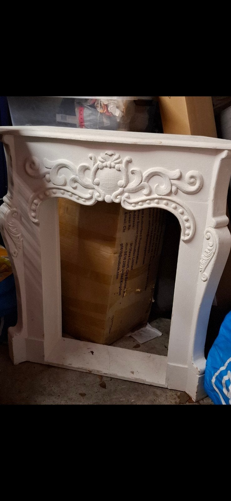 Schouw barok gips en hout, Ophalen, Gebruikt, Vrijstaande haard, Houthaard