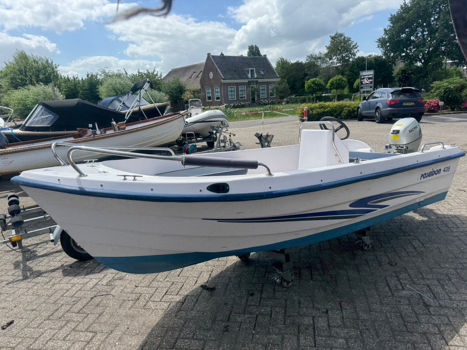 Poseidon 435 console boot -10 pk honda - elektrische start, Watersport en Boten, Vis- en Consoleboten, 10 tot 30 pk, Gebruikt