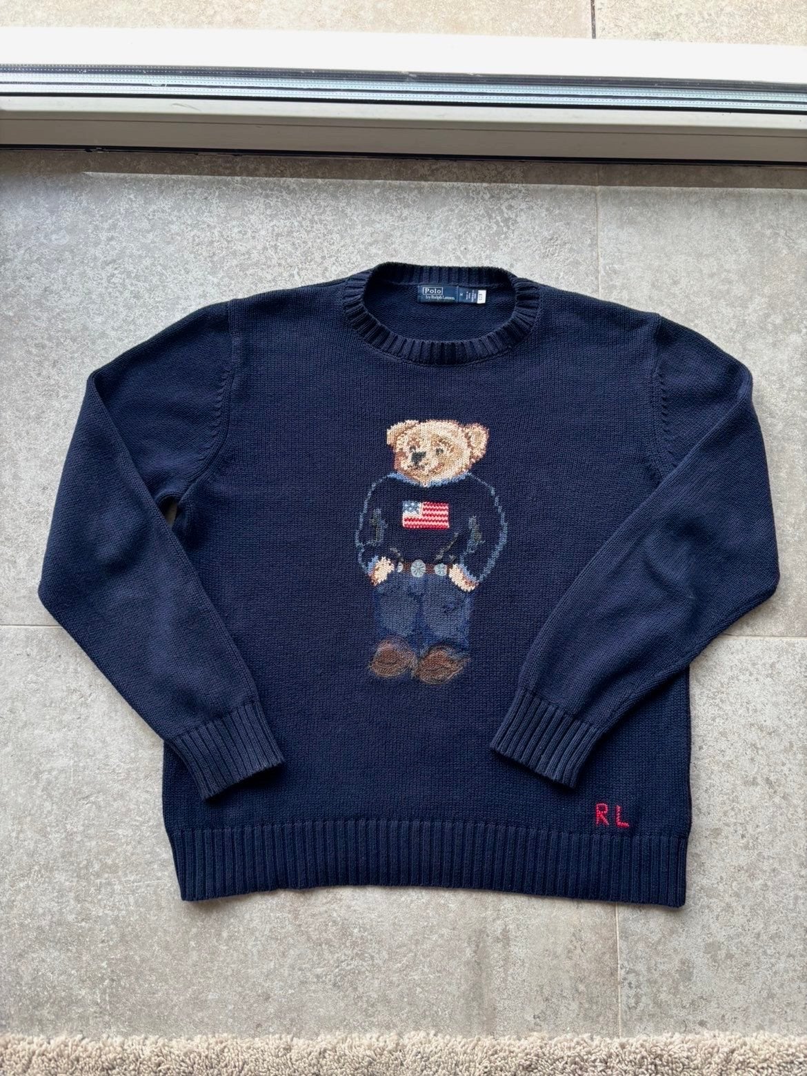 Polo Ralph Lauren Bear Sweater - Navy, Kleding | Heren, Ophalen of Verzenden, Zo goed als nieuw, Maat 48/50 (M), Blauw